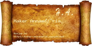 Haker Annamária névjegykártya